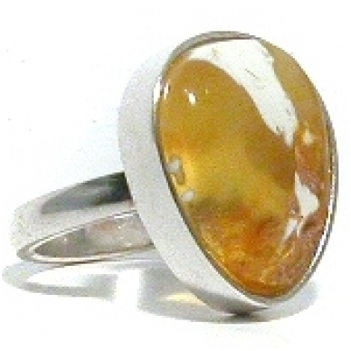 Baltic amber and silver ring