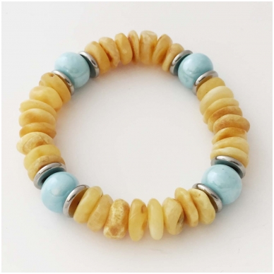Bracelet from amber with ceramic Bracelet from amber with ceramic