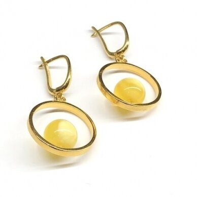 Gold plated silver earing's with amber 2