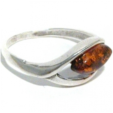 Amber and silver ring