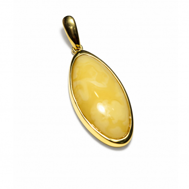 Yellow and white amber pendant with gold-plated silver Yellow and white amber pendant with gold-plated silver