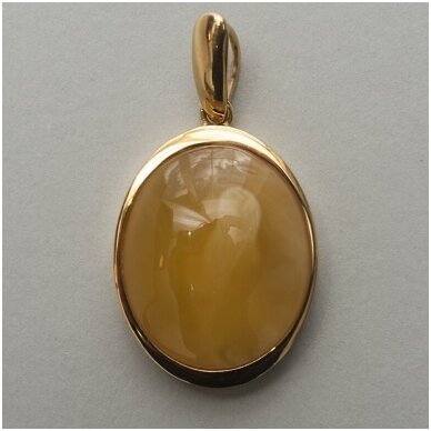 Dark Yellowish amber pendant with silver