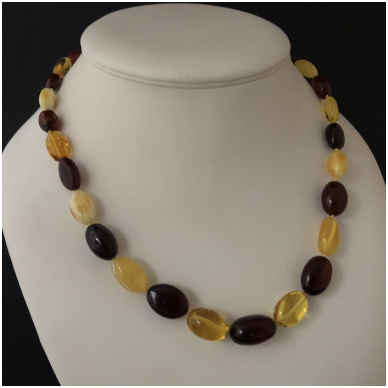 Yellow, brown and white amber necklace