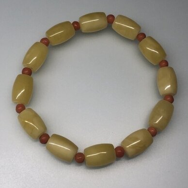 Yellow amber bracelet with coral 3