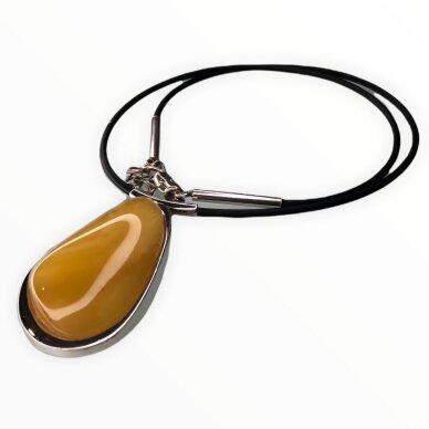 Yellow amber pendant with sterling silver 2
