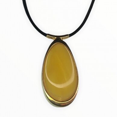 Yellow amber pendant with gold plated  silver  3