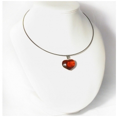 Cherry amber pendant "Heart"