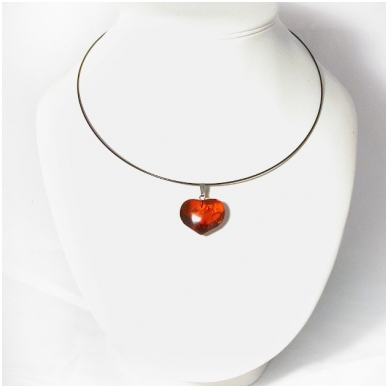 Cherry amber pendant "Heart" 2
