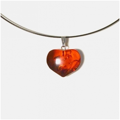 Cherry amber pendant "Heart" 3
