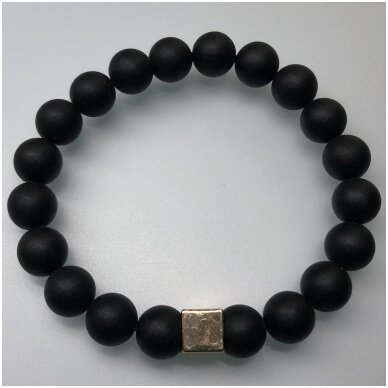 Black amber bracelet "KvadA" 2