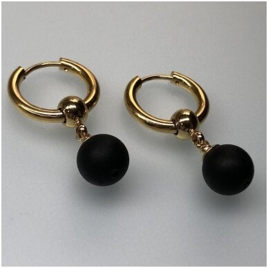 Black amber earings