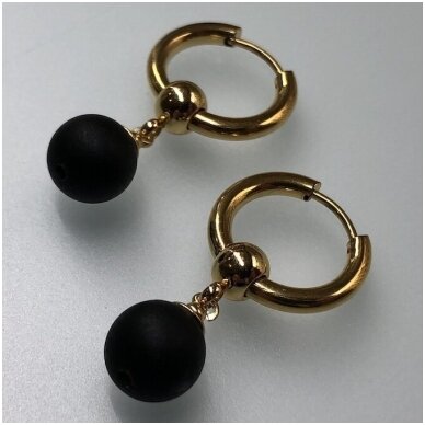 Black amber earings 2