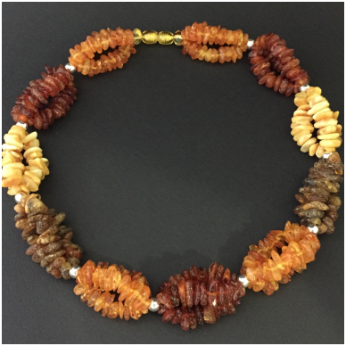 Multicolour amber necklace "Braids"