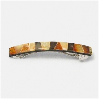 Metal hairpin decorated with amber mosaic
