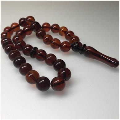 Cherry Amber prayer beads - 33 round beads مسبحة الكهرمان 3
