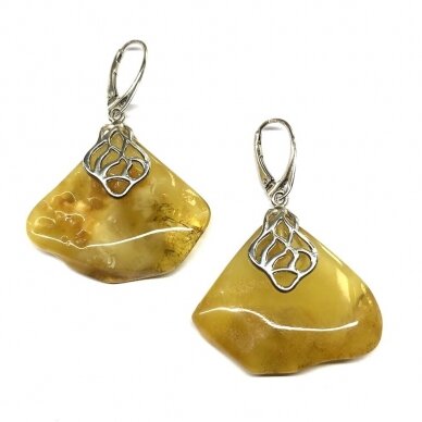 Natural amber earings/ sterling silver