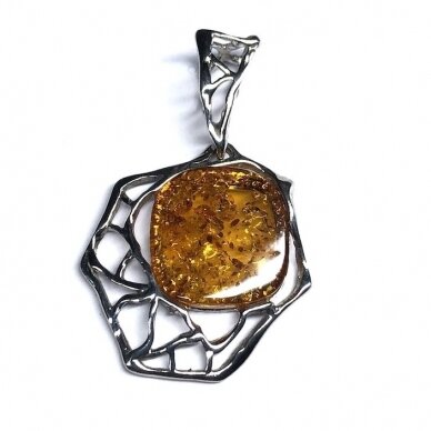 Modern amber pendant with silver 2
