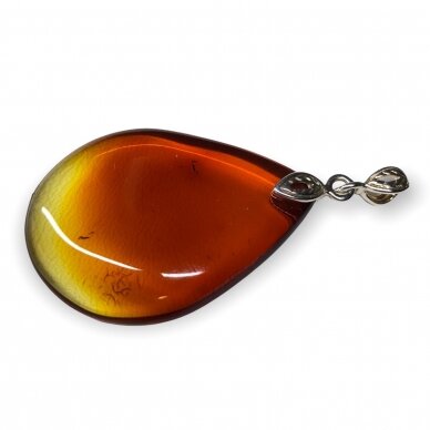 Cognac amber pendant with silver 2