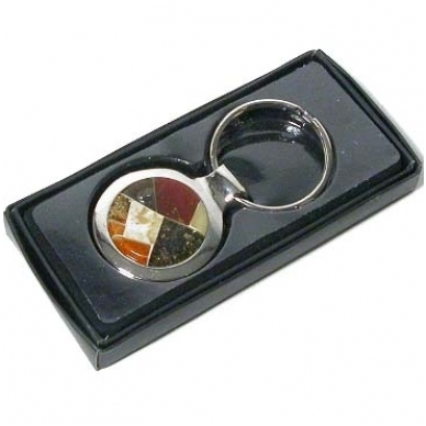 Keyring decorated with amber mosaic