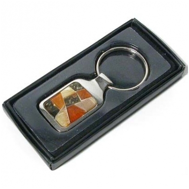 Keyring decorated with amber mosaic