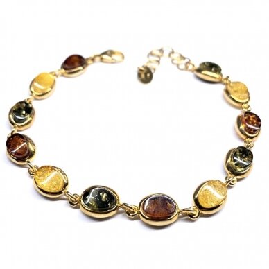 Silver gold plated bracelet with amber