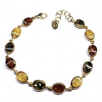 Silver gold plated bracelet with amber 2