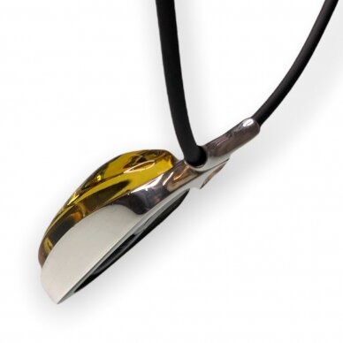 Green brown amber pendant with sterling silver 3