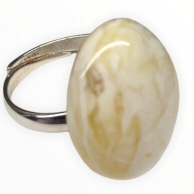 Yellow white amber and silver ring