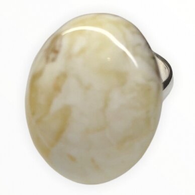 Yellow white amber and silver ring 2