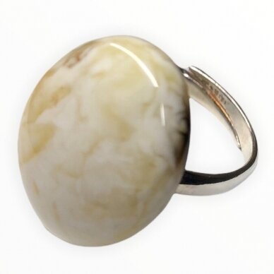 Yellow white amber and silver ring 3
