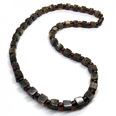 Dark and Cherry amber necklace for man